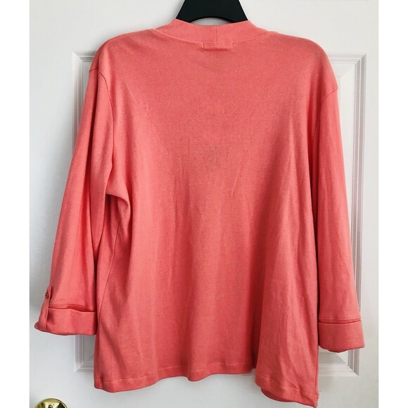 CARDIGAN WOMEN'S SWEATER OPEN FRONT PEACH BLOSSOM TWO POCKETS AT FRONT COLLARLES - Picture 3 of 6